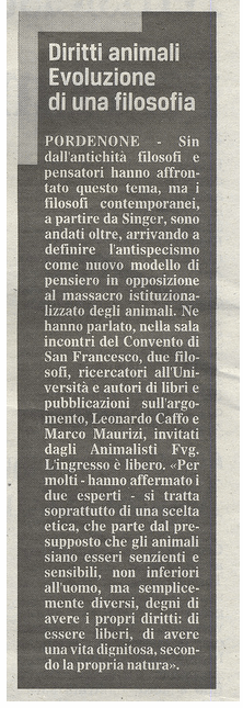 “Diritti animali. Evoluzione di una filosofia”