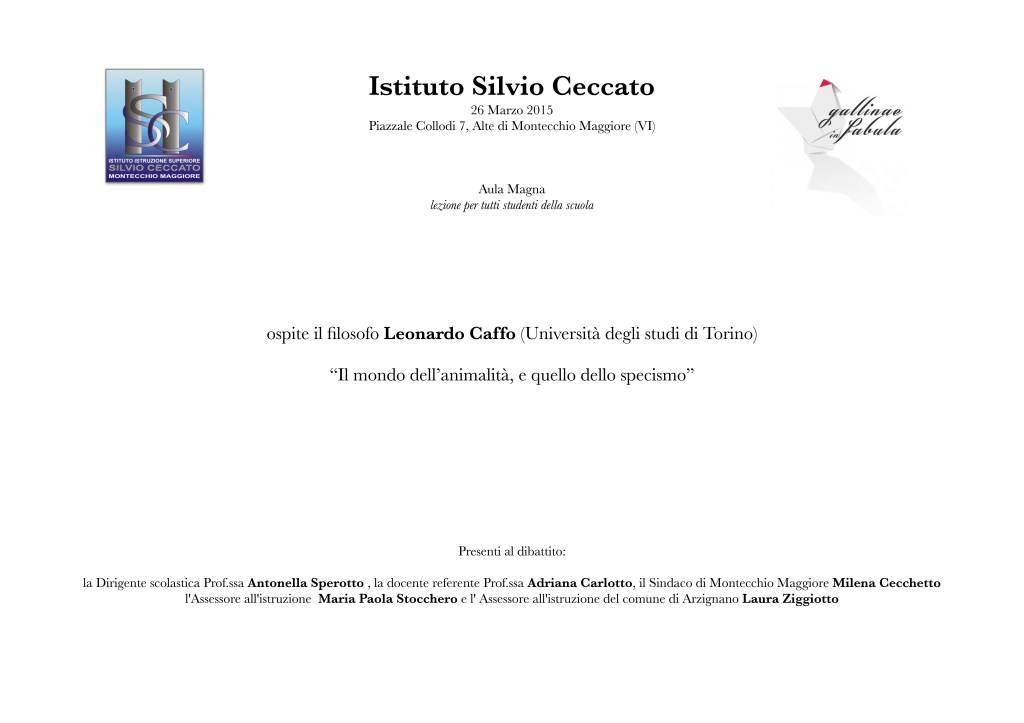 Lezione agli studenti dell’Istituto Silvio&nbsp;Ceccato