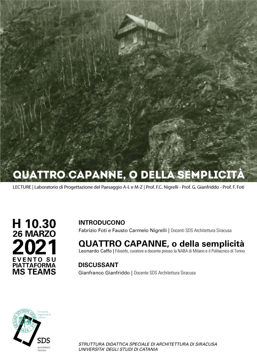 lectio magistralis ‘quattro capanne. un progetto di ricerca’&nbsp;UNICT